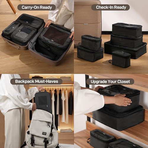 TripCozy Compression Packing Cubes (Dark Grey / Set of 6)