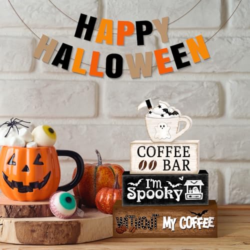 Ghost Halloween Tiered Tray Decor Set (Ghost Coffee Cup)