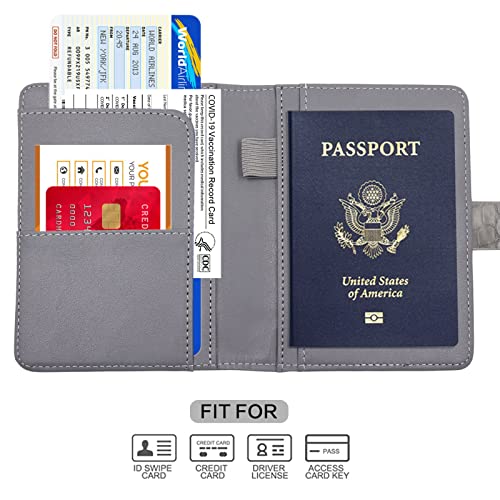 Premium Leather Passport Holder Covers Case (AL-Stone-grey)