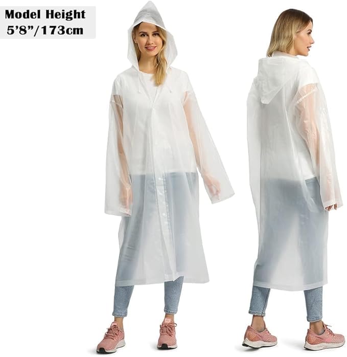 Opret 2 Pack Raincoats for Adults Reusable, EVA Rain Ponchos Lightweight Rain - Image 6