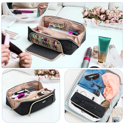 Large Hair Tools Travel Bag with Iron Mat (Style A - Large / Black)