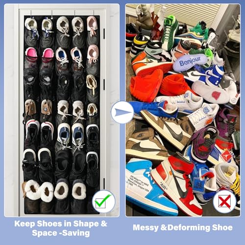 35 Pocket Over Door Shoe Organizer with 4 Metal Hooks（Grey） (grey / 66.9" x 27")