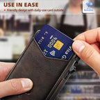 Men Leather Wallet for AirTag (Forest Brown8620)