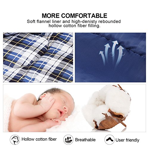 Outdoors Cotton Flannel Sleeping bag for Camping Hiking Climbing Backpacking (Blue with 2lbs Filling)