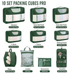 10 Set Packing Cubes for Travel Essentials (11 Jungle Green)