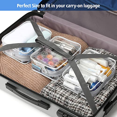 Clear Makeup Bag for Travel (Elegant White / Large Set)