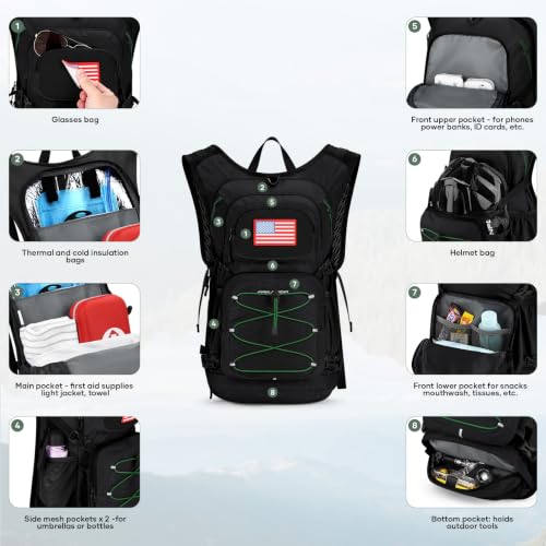 Lightweight Hydration Hiking Backpack with 3L Water Bladder (1.Black / 3L Bladder)
