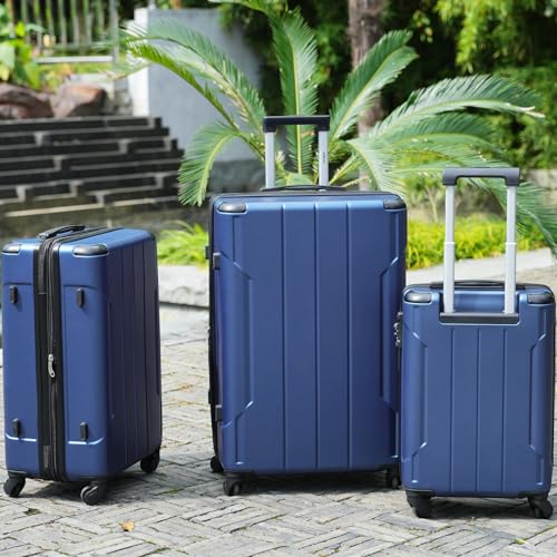 28" Expandable Checked Luggage Hardshell Suitcase with TSA Lock (Blue Single / 28 Inch)