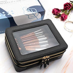 Clear Makeup Bags (Black / Dual Layer)
