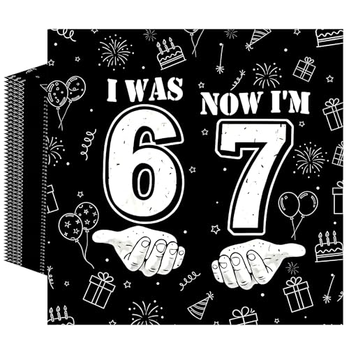 50Pcs I was 6 Now I'm 7 Napkins (6 7 Birthday)
