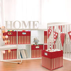 13 Inch Foldable Cube Storage Bins with Handles (3 Pack - 13" x 13" x 13" / Red)