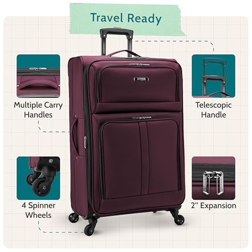 Anzio Softside Expandable Luggage with Spinner Wheels (Burgundy / 2-Piece Set (22/30))