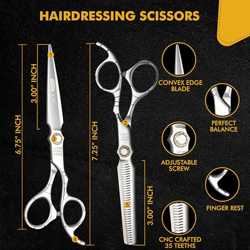 Professional Hairdressing Scissors 6.75" (Combo Set / SWORD CONVEX EDGE 6.75")