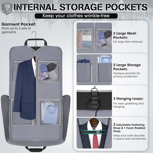 Garment Bags for Travel Carry On Garment Bag for Hanging Clothes (Black)