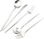 Matte Silver Silverware Set, Gugrida 5-Piece 18/10 Stainless Steel Satin Finish - Image 4