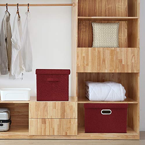 Collapsible Storage Bins With Lids (2-Pack Large / Red Wine)