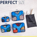 Travel Packing Cubes 5 pcs Luggage Organizer Set for Bag & Suitcase (Blue)