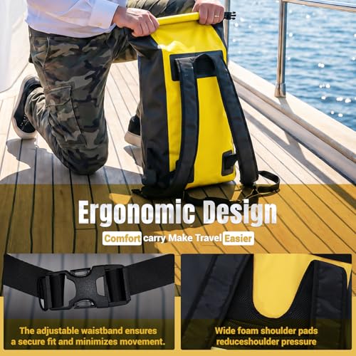 20L Waterproof Dry Bag Boating Backpack for Travel Hiking Camping Kayaking Hiking Swimming Floating Submersible Dry Bag bright yellow (20L / bright yellow)