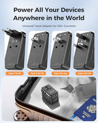 140W Max GaN Universal Travel Adapter for Europe UK US 200+ Countries (GaN140W-Black+Orange)