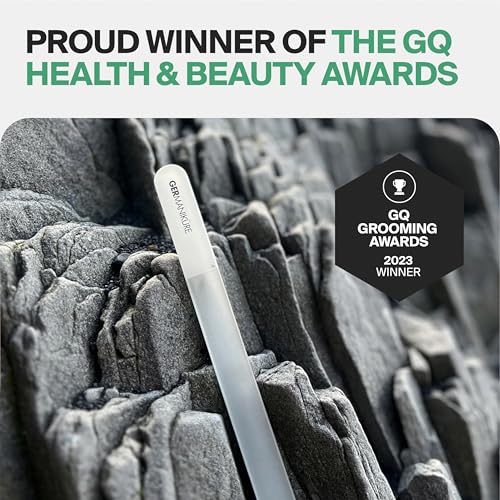 Czech Black Crystal Glass Nail File Set (4-Pc: Nail File, Travel File, Moon File / Beige Leather Roll)