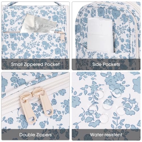Large Hanging Toiletry Bag for Women (Z-Little Blue Flower)