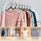 24 Pcs Black Travel Hangers Foldable for Suitcase (24pcs Black With Clothline)