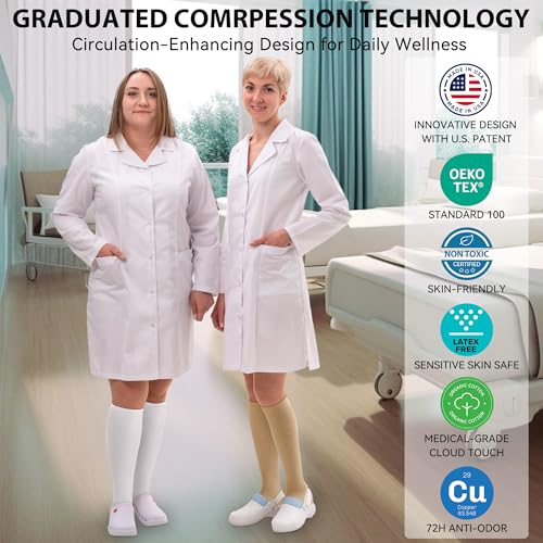 Copper Compression Dress Socks for Women & Men (XX-Large / Blue Purple)