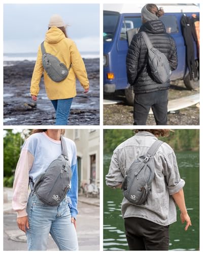 Crossbody Sling Backpack Sling Bag Travel Hiking Chest Bag Daypack (Gray / Small)