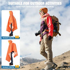 Hooded Rain Poncho for Adult Waterproof Lightweight Raincoat (X Orange)