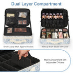 Makeup Case Large Makeup Bag Professional Train Case Travel Cosmetic Organizer Brush Holder Waterproof Makeup Artist Storage Box (Large / Floral Print)