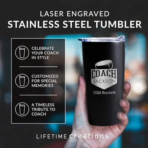 Personalized Hockey Coach Tumbler (Hockey / White)