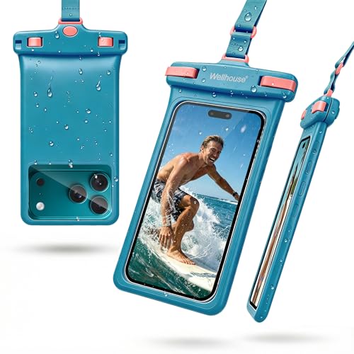 3D Waterproof Phone Pouch with Lanyard (1 Pack - Blue7.0")