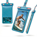 3D Waterproof Phone Pouch with Lanyard (1 Pack - Blue7.0")