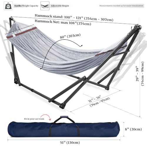 Universal Double Hammock with Stand Included for 2Persons (1. Grey)