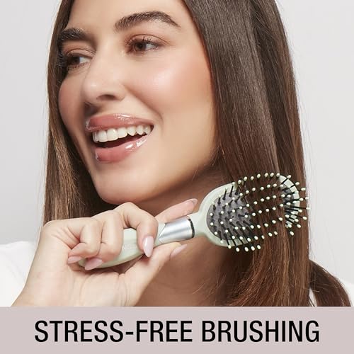 Velvet Touch oval cushion hair brush (Sage Green / 1 Count (Pack of 1))