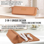 Hair Tools Travel Bag and Heat Resistant Mat 17" (Brown)