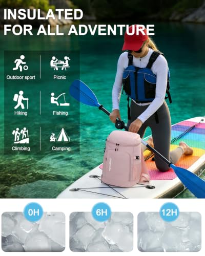 Cooler Backpack Insulated Leak Proof for Women Men Soft Cooler Bag (36 Cans / Pink)
