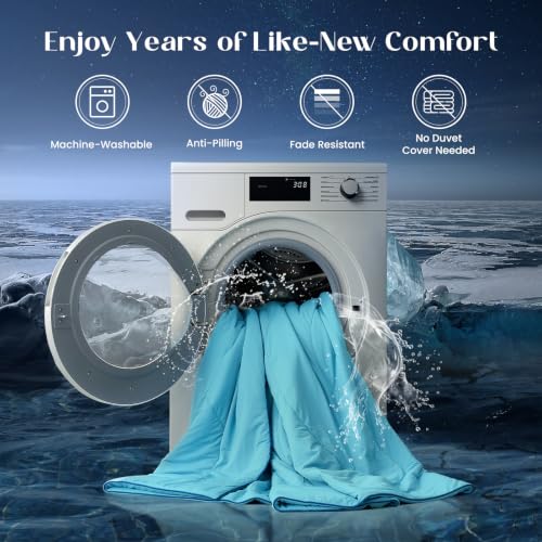 Temperature Regulating Comforter (Dream Blue With Navy Trim / Ultimate Twin XL (68"x90"))