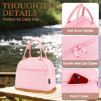 Lunch Bag Tote Bag Lunch Organizer Lunch Holder Insulated Lunch Cooler Bag for Women (Pink)