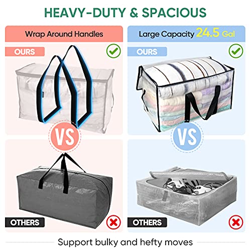 8 Pack Oversized Moving Bags with Reinforced Handles (8-Pack / Clear)