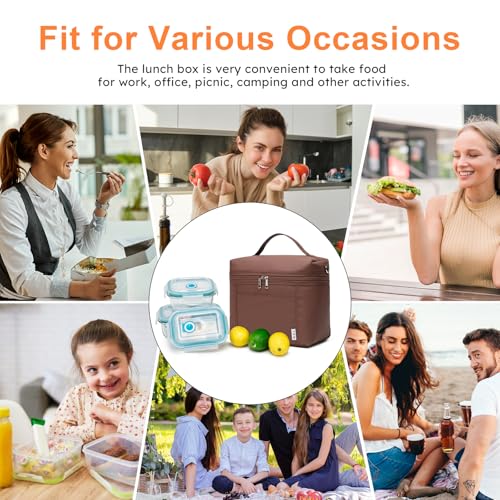 NOL 4 Liters Small Insulated Lunch Bags for Women Cooler Bag Lightweight Nylon Waterproof Lunch Box For Work （Small (Coffee / Small (4 Liters))