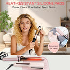 Curling Wands Pad Mat for Flat Iron Hair Straightener (Rose Red)