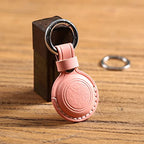 Genuine Leather Airtag Holder Suitable for Apple Airtag Keychain Leather ([1 Pack] Pink V1.0)