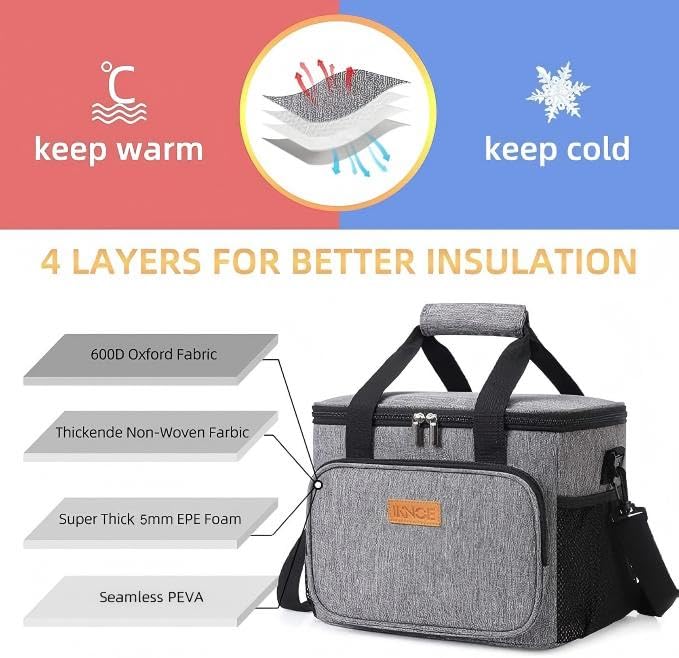 Insulated Lunch Bag (Grey / Large)