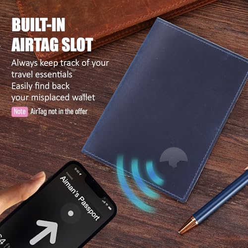 Albatross Leather Travel Passport Holder (Navy)