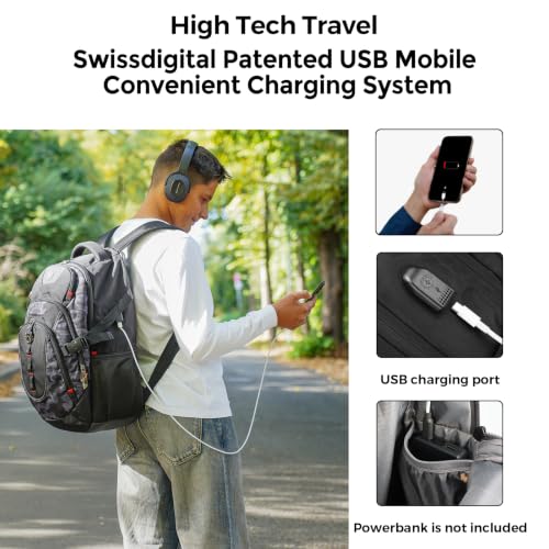 Design Laptop Backpack for Men with USB Charging Port SD803 (Gray Camo / Standard)