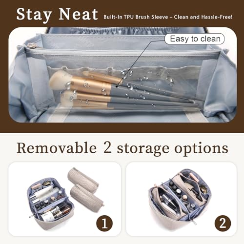 Travel Makeup Bag Cosmetic Bags for Women (E-5-Apricot)