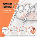 Facial Hair Small Grooming Scissors For Men Women (2PCS - Without Cover / Silver)