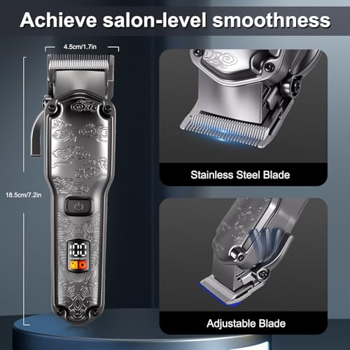 Professional Hair Clippers for Men Beard Trimmer Clippers Set Waterproof T (Grey)