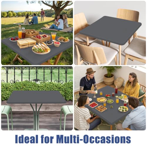 2 Pack Square Spandex Fitted Table Cloth (Dark Grey / 34" x 34" (Square))
